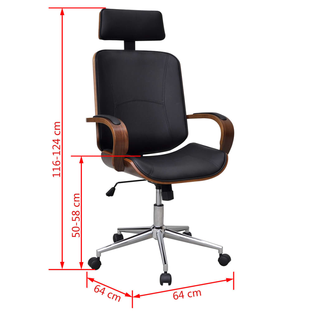 vidaXL Swivel Office Chair with Headrest Bentwood Artificial Leather