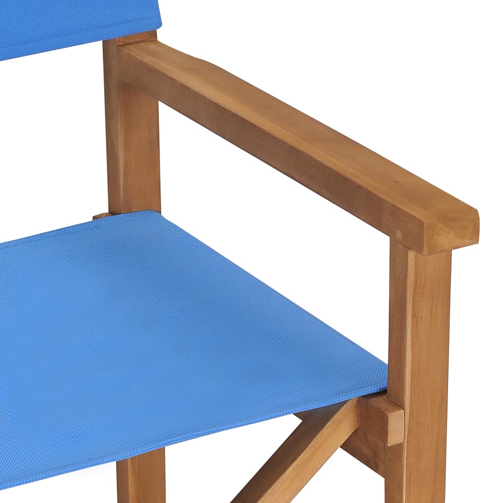 vidaXL Director's Chairs 2 pcs Solid Teak Wood Blue