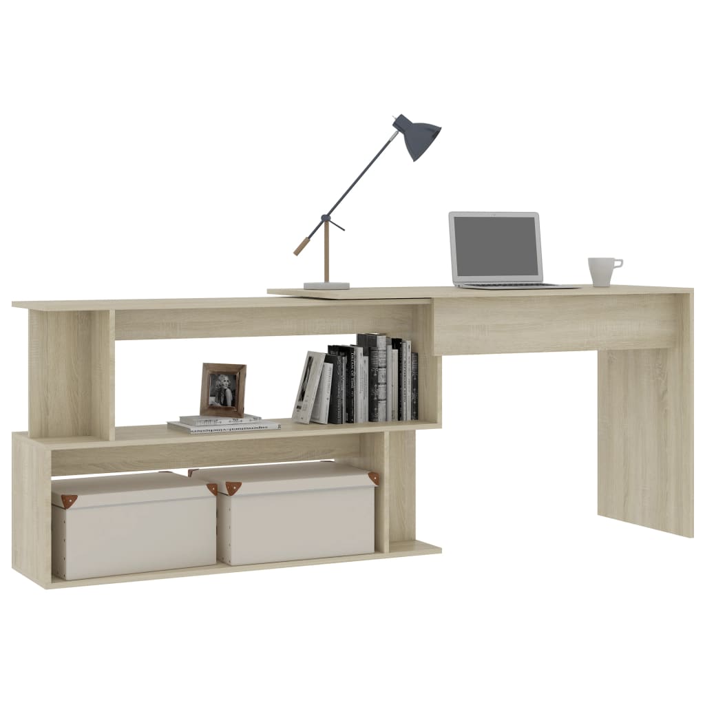 vidaXL Corner Desk Sonoma Oak 78.7"x19.7"x29.9" Engineered Wood