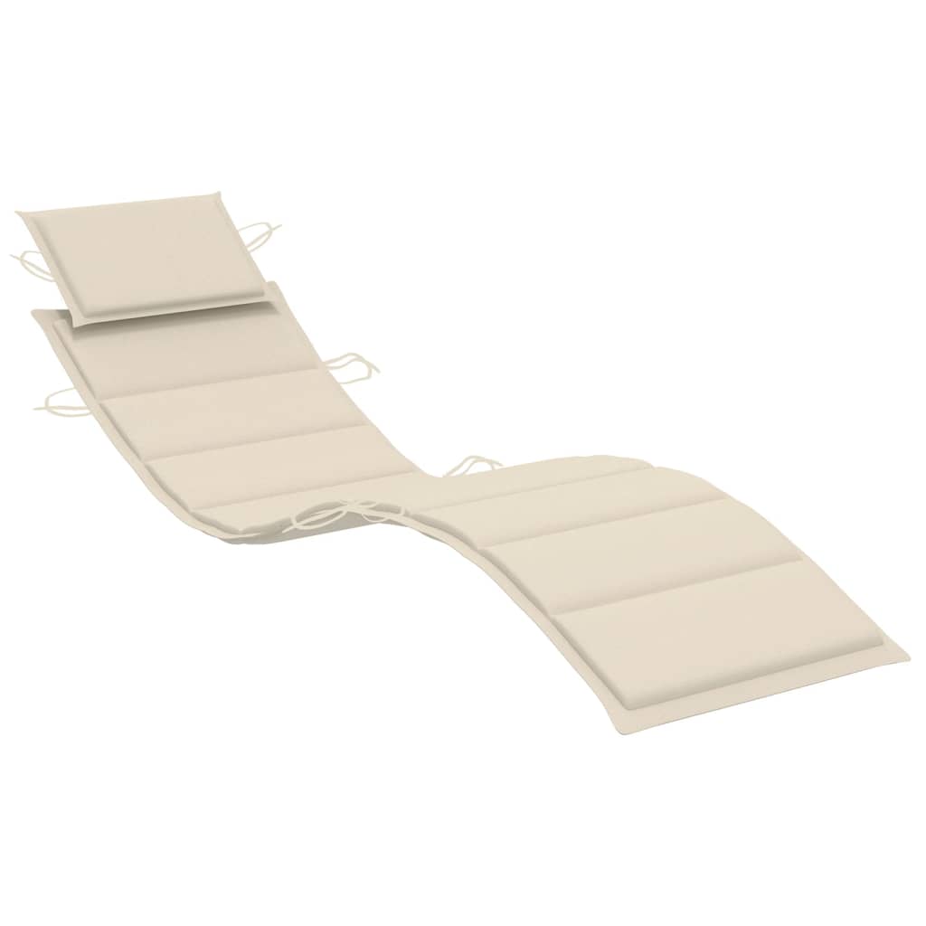 vidaXL Patio Sun Lounger with Table and Cushion Solid Acacia Wood