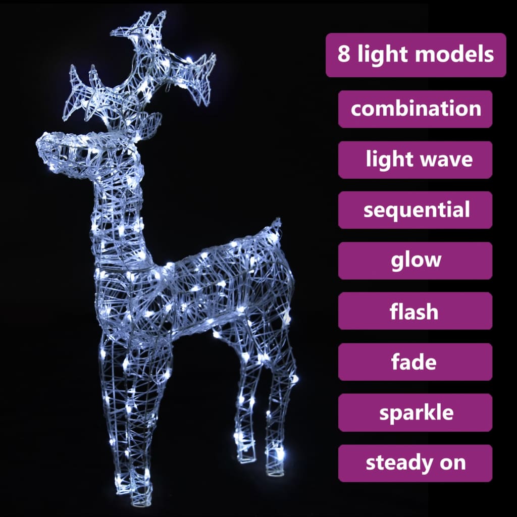 vidaXL Reindeer Christmas Decoration 90 LEDs 23.6"x6.3"x39.4" Acrylic