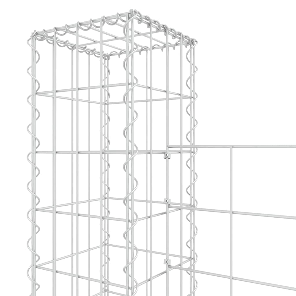vidaXL U-shape Gabion Basket with 8 Posts Iron 338.6"x7.9"x59.1"