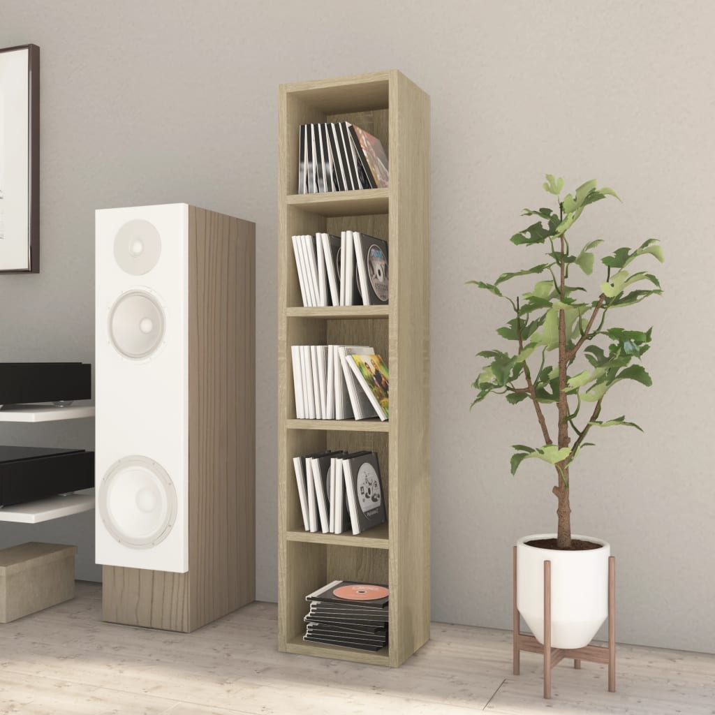 vidaXL CD Cabinet Sonoma Oak 8.3"x6.3"x36.8" Engineered Wood