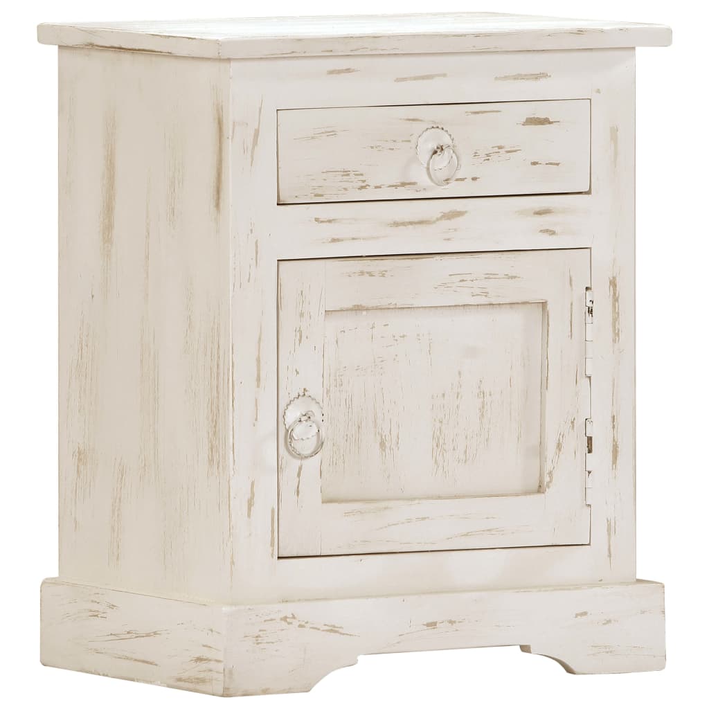 vidaXL Bedside Cabinet White 15.7"x11.8"x19.7" Solid Mango Wood