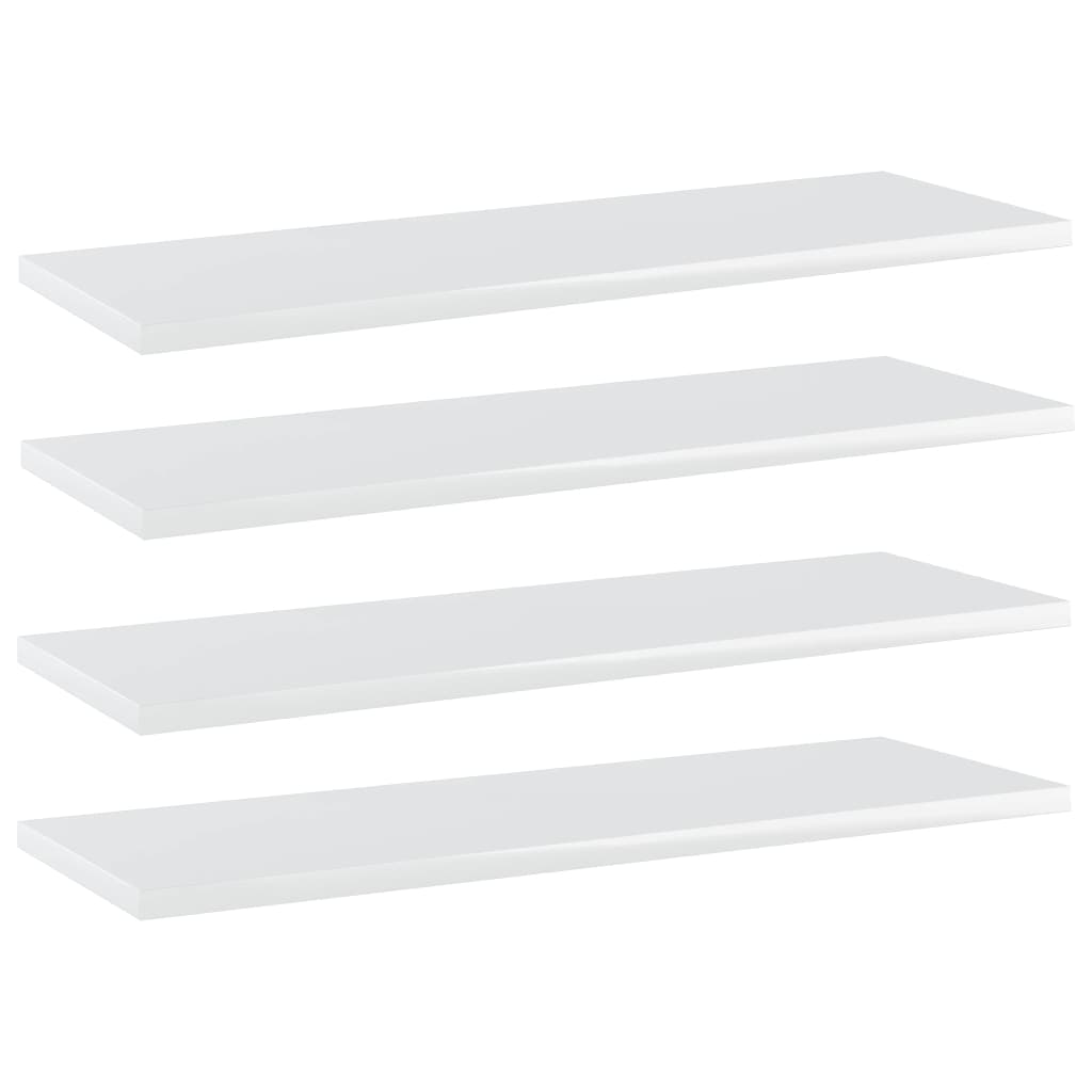 vidaXL Bookshelf Boards 4 pcs High Gloss White 23.6"x7.9"x0.6" Chipboard