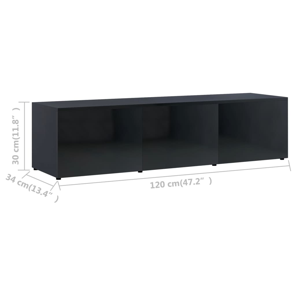 vidaXL TV Stand High Gloss Black 47.2"x13.4"x11.8" Engineered Wood