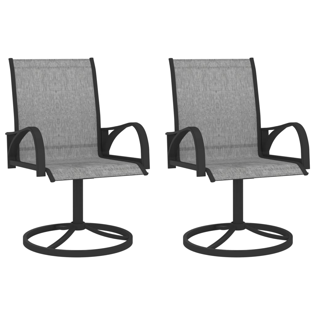 vidaXL Patio Swivel Chairs 2 pcs Textilene and Steel Gray
