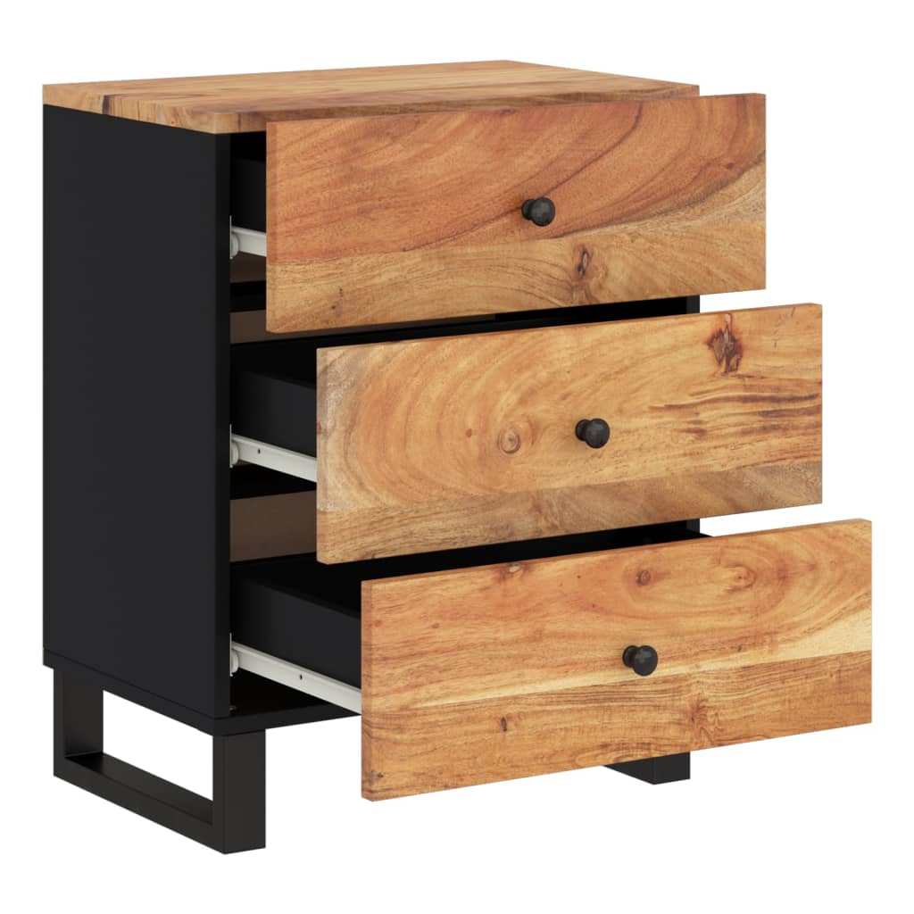 vidaXL Bedside Cabinet 19.7"x13"x24.4" Solid Wood Acacia&Engineered Wood