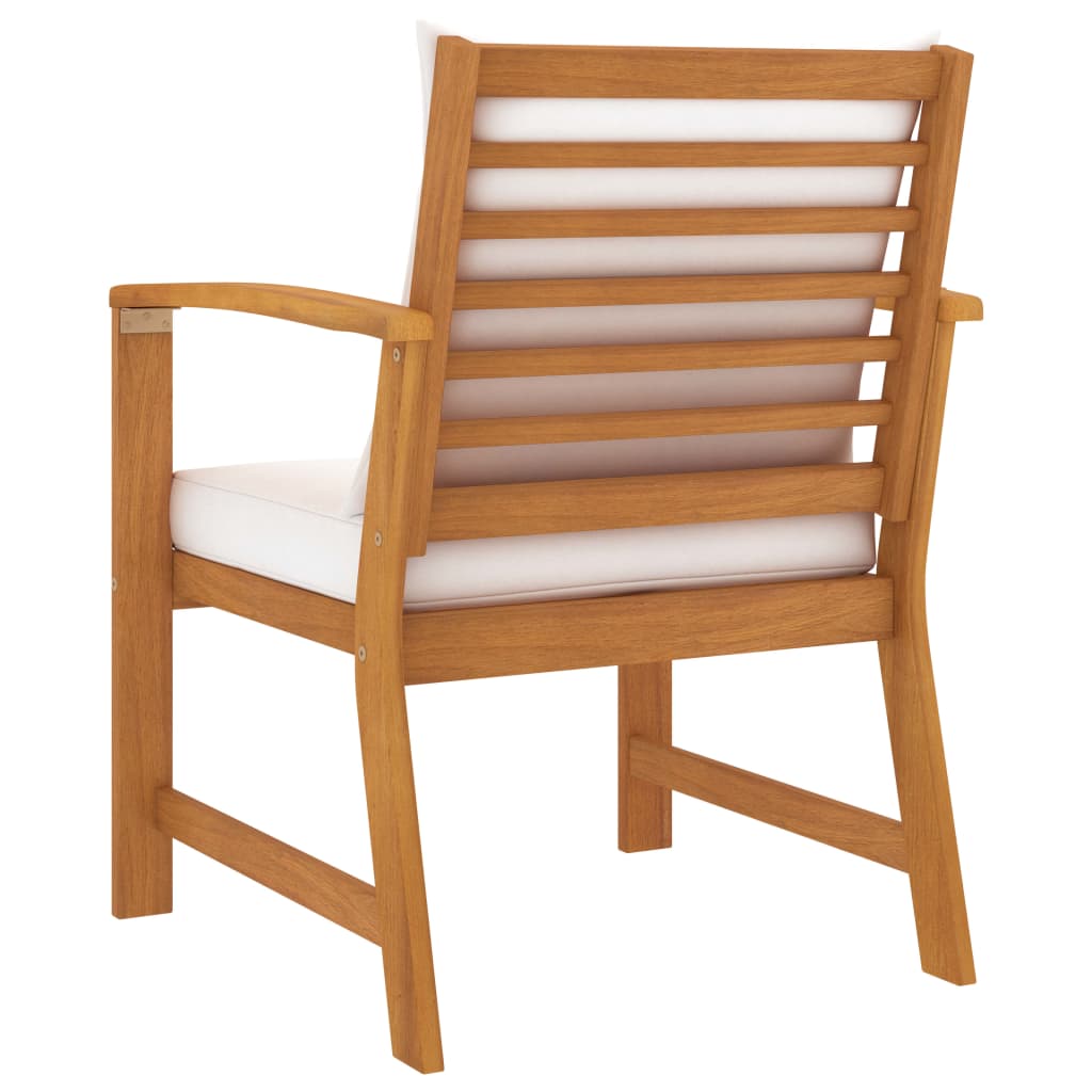 vidaXL Patio Chairs 2 pcs with Cream Cushion Solid Acacia Wood