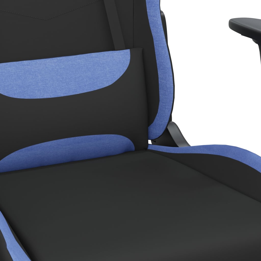 vidaXL Gaming Chair with Footrest Black and Blue Fabric
