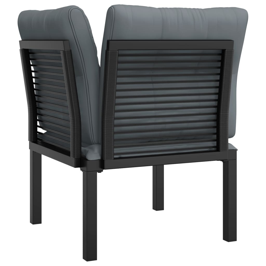 vidaXL Patio Corner Chair with Cushions Black and Gray Poly Rattan