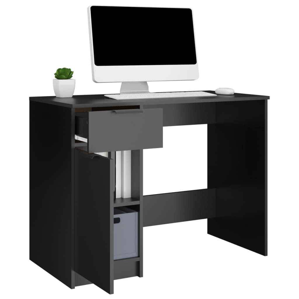vidaXL Desk Black 39.4"x19.7"x29.5" Engineered Wood