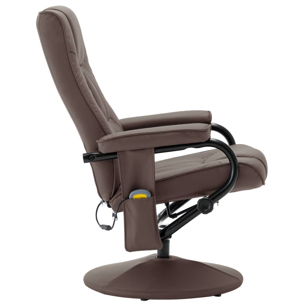 vidaXL Massage Recliner with Ottoman Brown Faux Leather