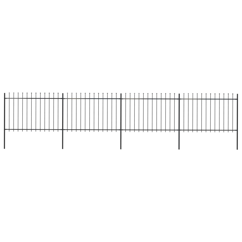 vidaXL Garden Fence with Spear Top Steel 267.7"x47.2" Black