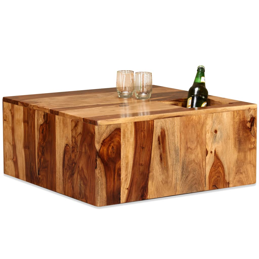 vidaXL Coffee Table Solid Sheesham Wood 27.6"x27.6"x11.8"