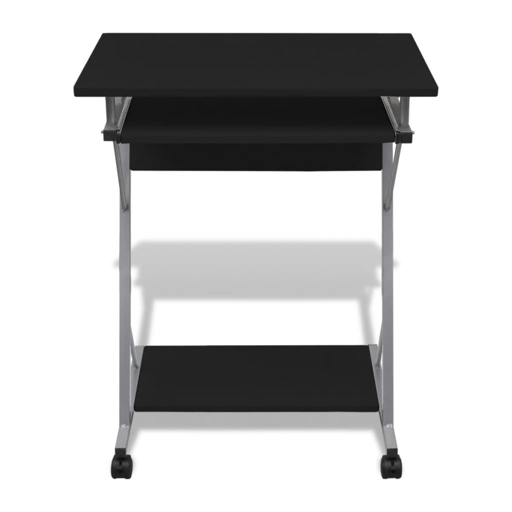 vidaXL Compact Computer Desk with Pull-out Keyboard Tray Black