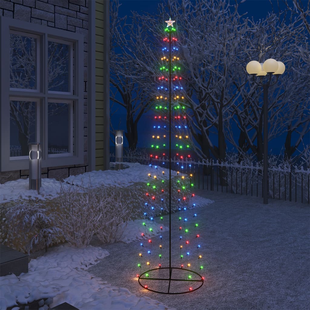 vidaXL Christmas Cone Tree Colorful 136 LEDs Decoration 2x8 ft