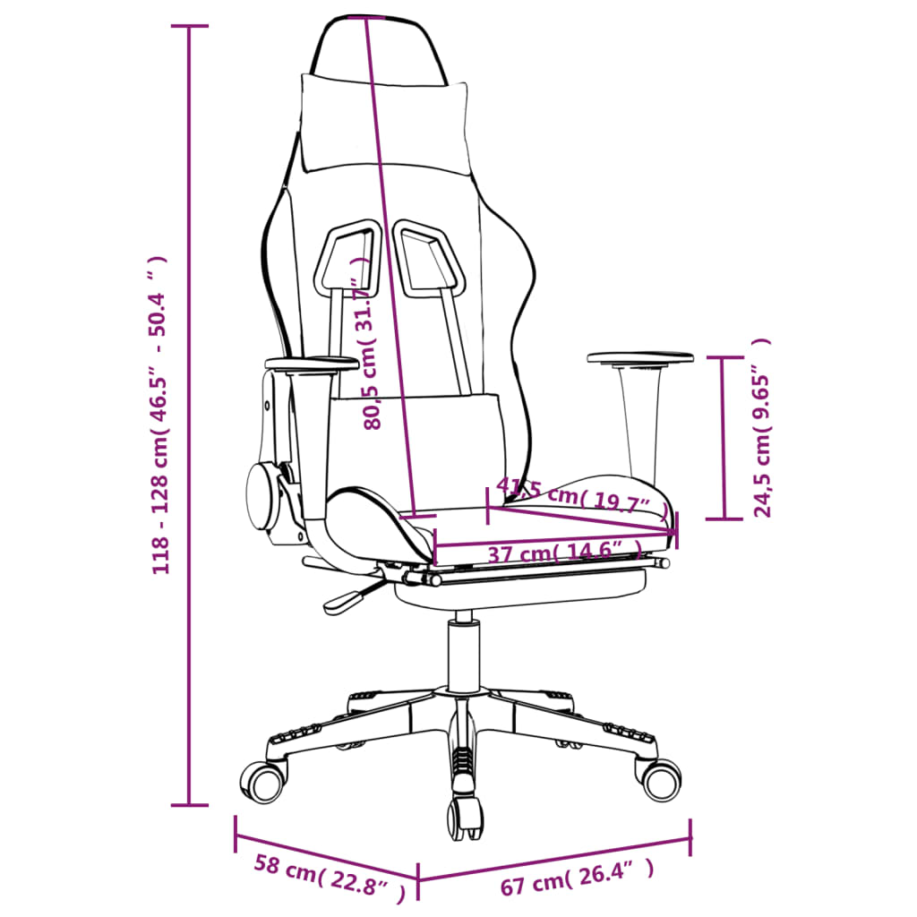 vidaXL Massage Gaming Chair with Footrest Black&Gray Faux Leather