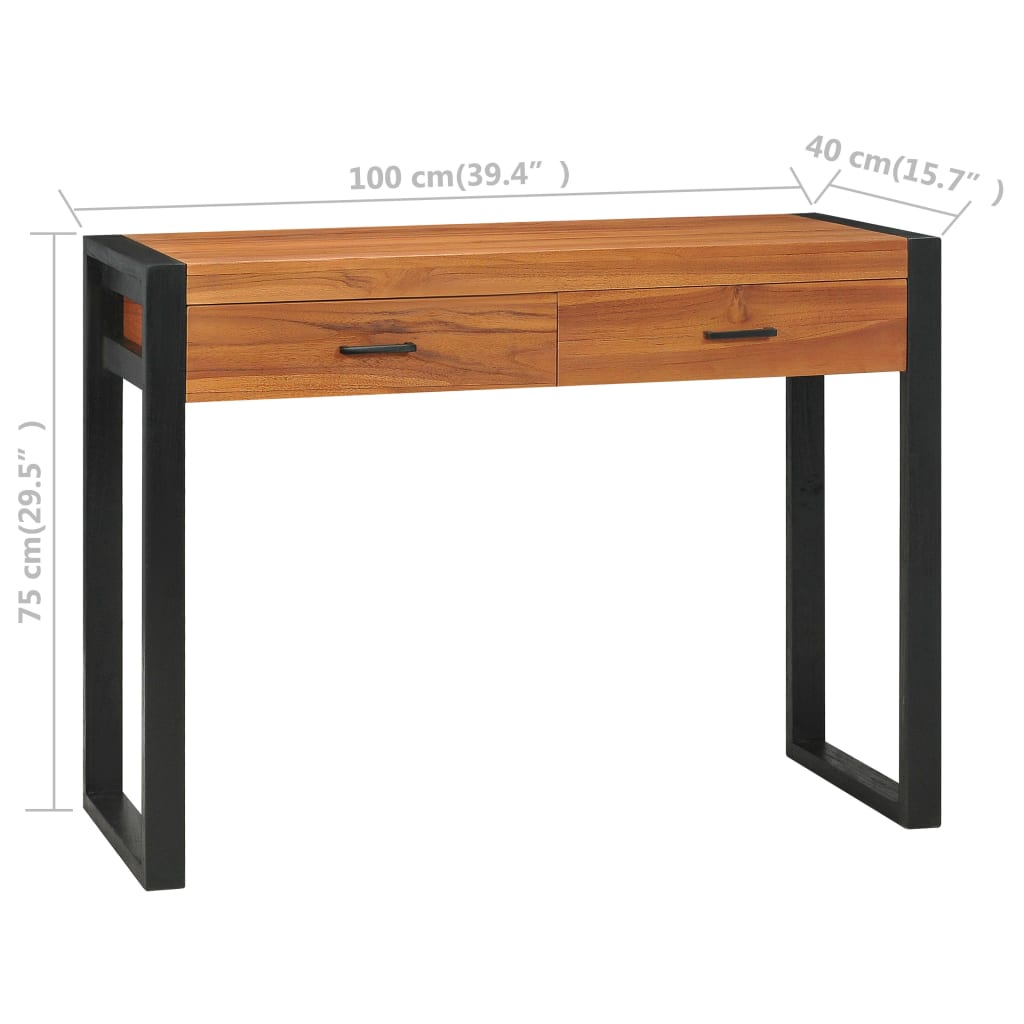 vidaXL Desk with 2 Drawers 39.4"x15.7"x29.5" Recycled Teak Wood