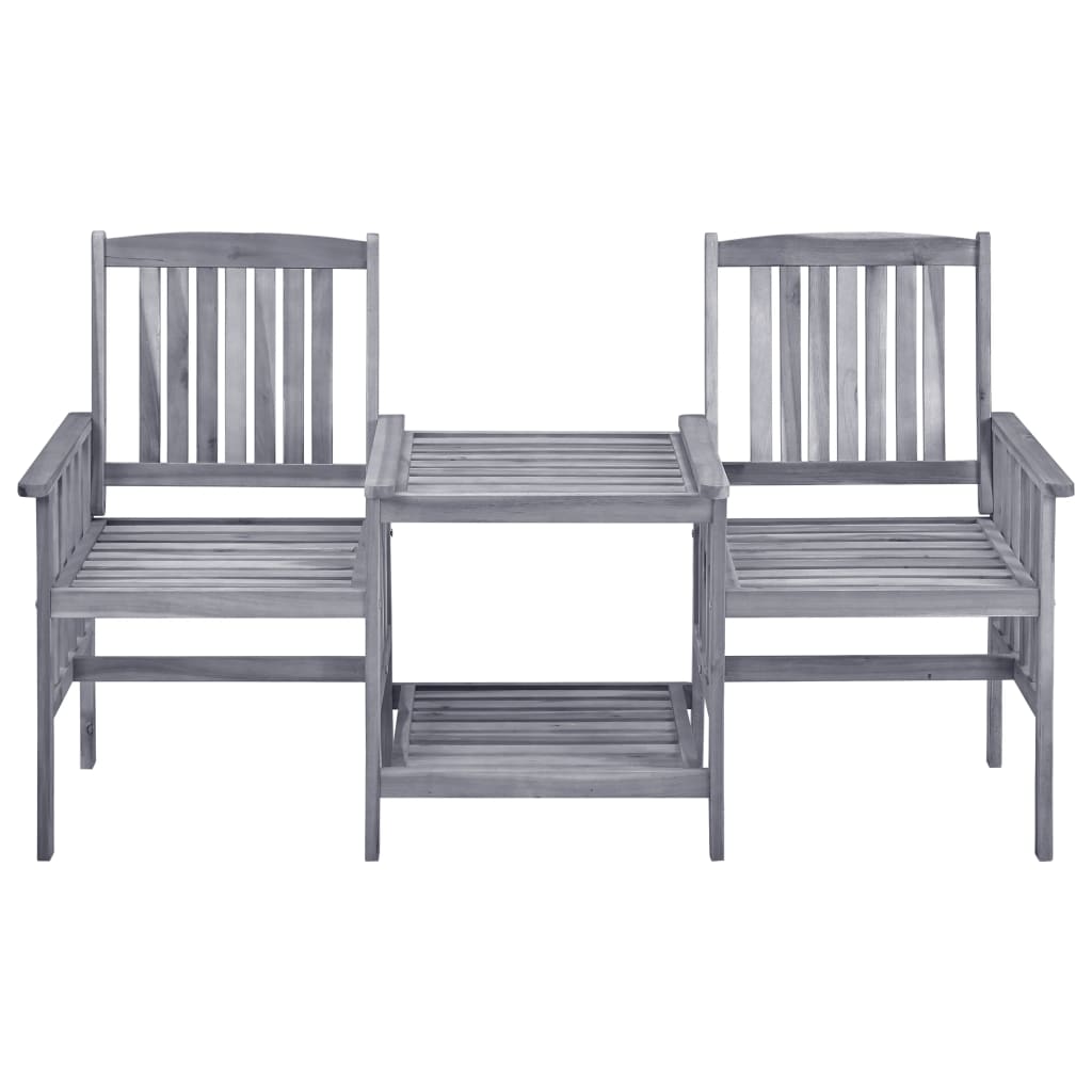 vidaXL Patio Chairs with Tea Table and Cushions Solid Acacia Wood