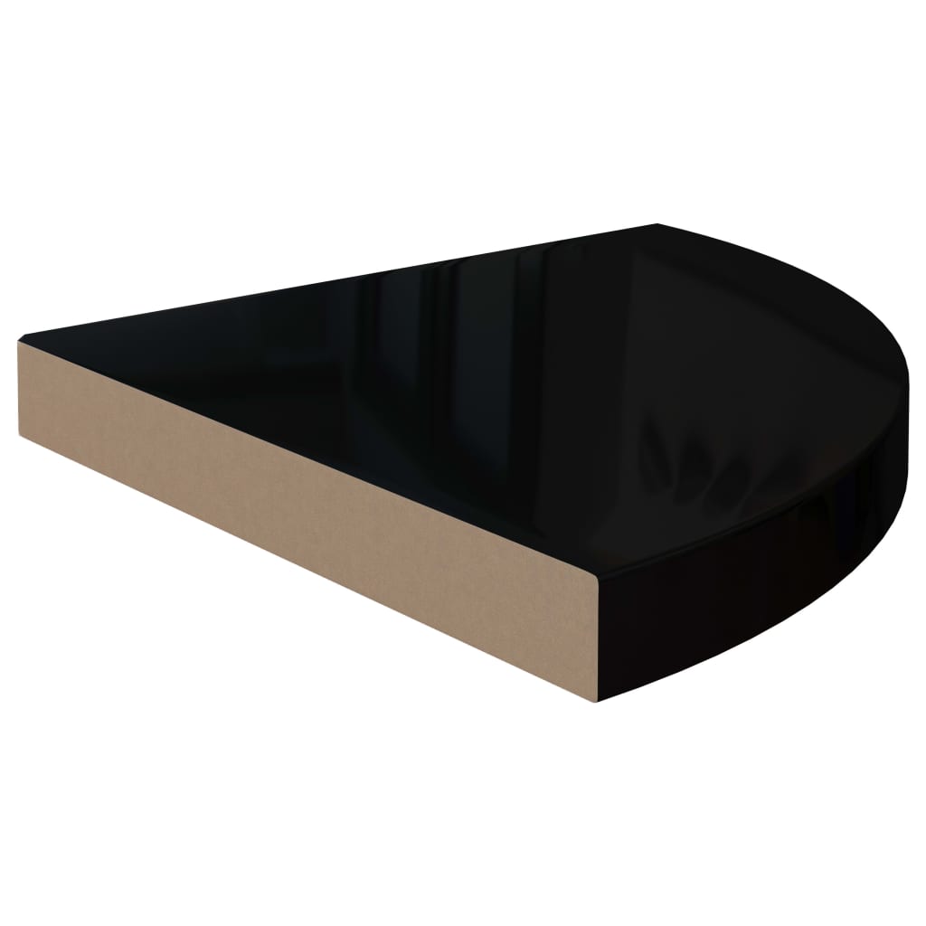 vidaXL Floating Corner Shelf High Gloss Black 13.8"x13.8"x1.5" MDF