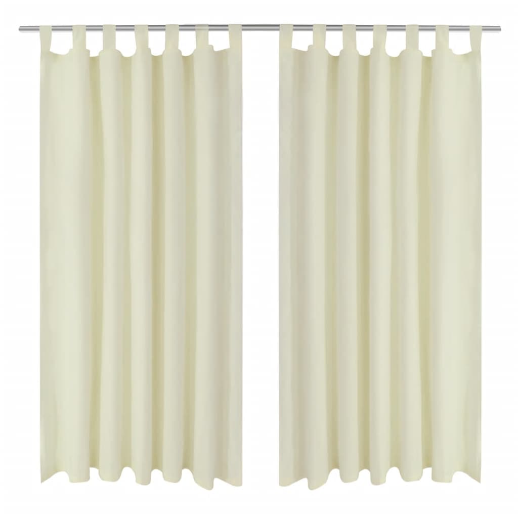 2 pcs Cream Micro-Satin Curtains with Loops 55" x 96"