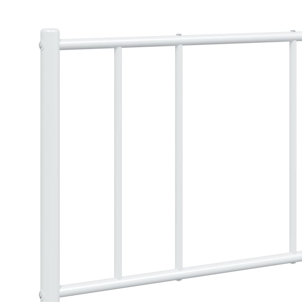 vidaXL Metal Bed Frame with Headboard and Footboard White 59.8"x78.7"