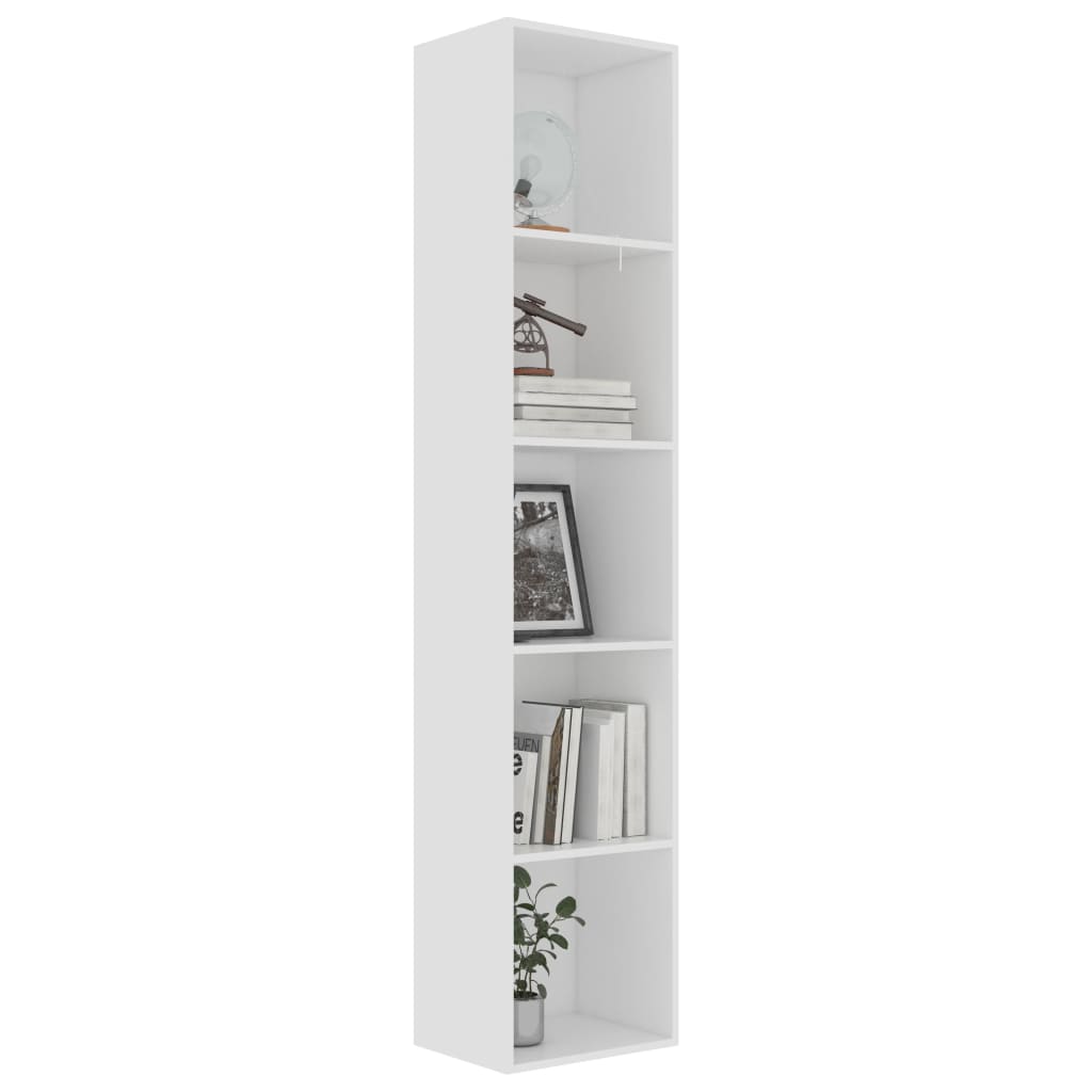 vidaXL Book Cabinet White 15.7"x11.8"x74.4" Engineered Wood