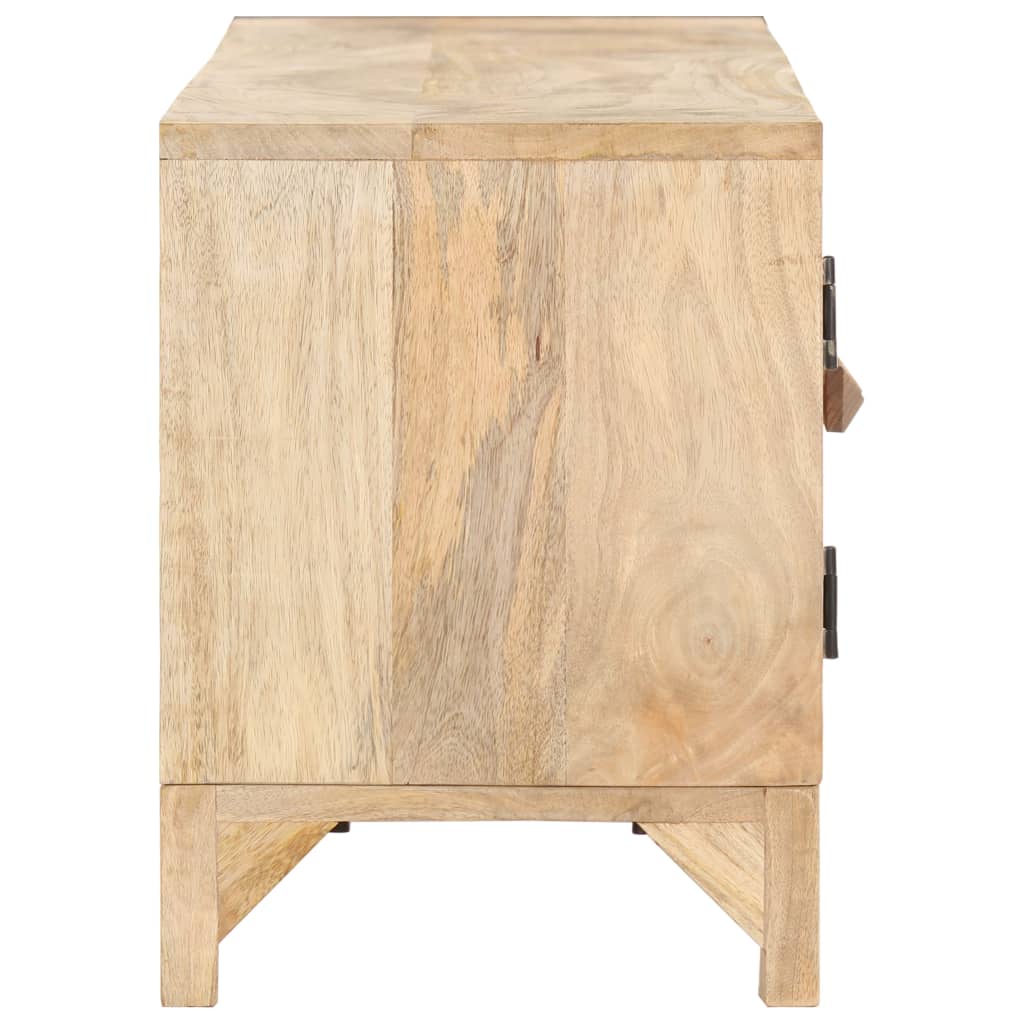 vidaXL TV Cabinet 55.1"x11.8"x15.7" Solid Mango Wood and Natural Cane