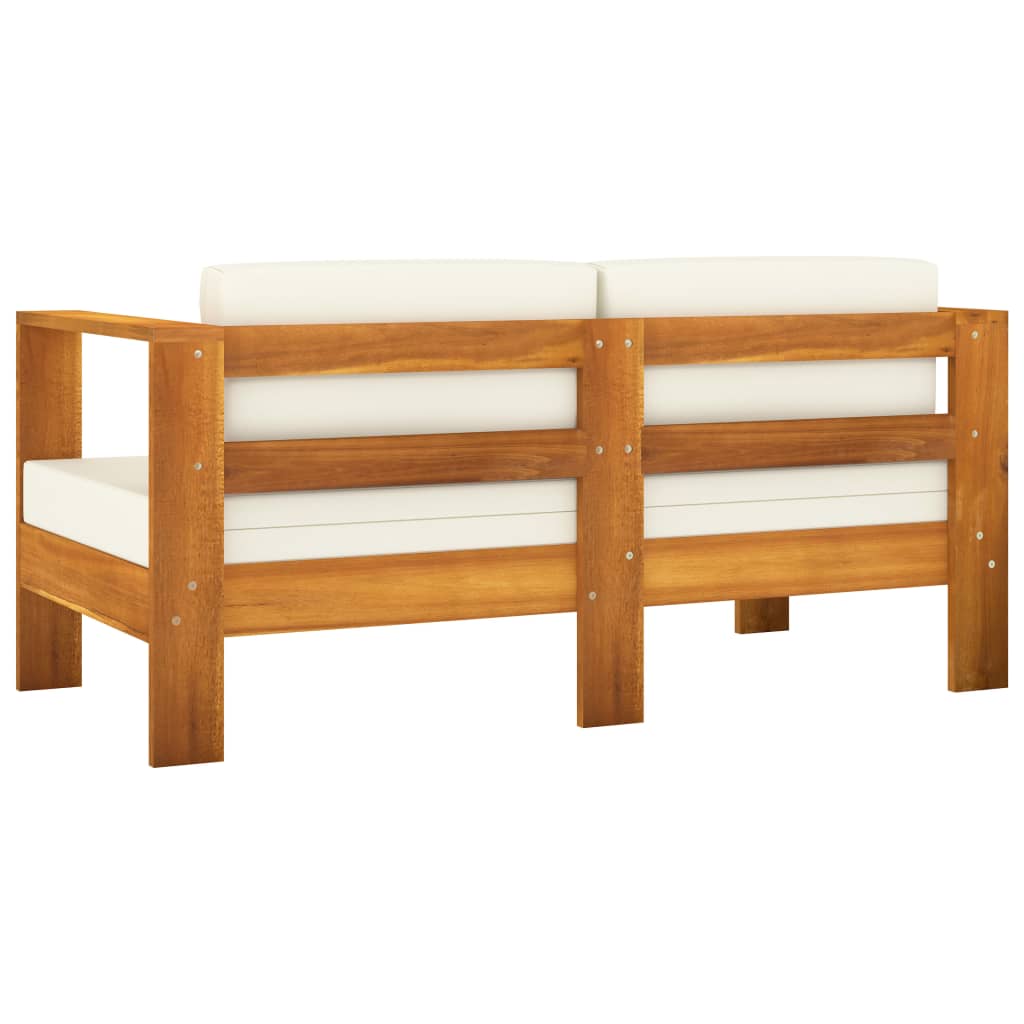 vidaXL Patio Sofa with Cushion 55.1" Solid Acacia Wood Cream White