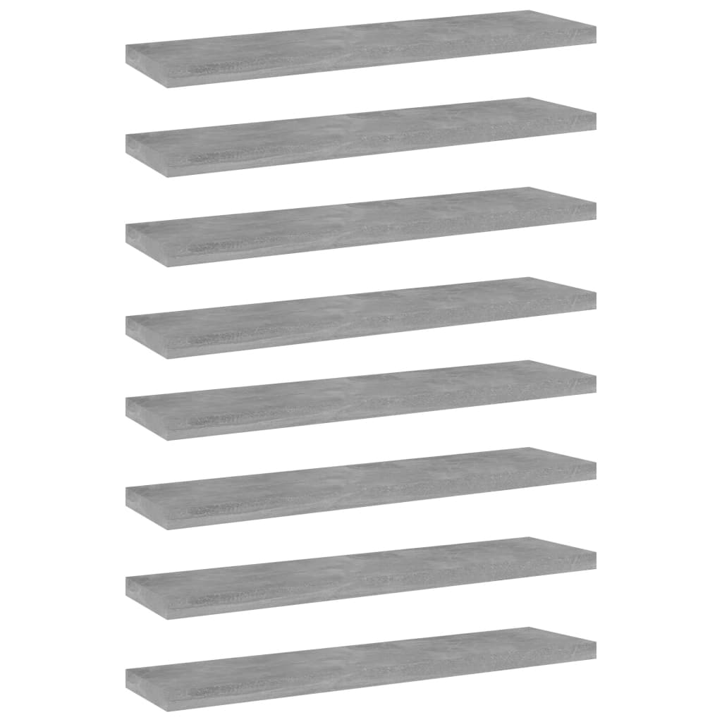 vidaXL Bookshelf Boards 8 pcs Concrete Gray 15.7"x3.9"x0.6" Chipboard