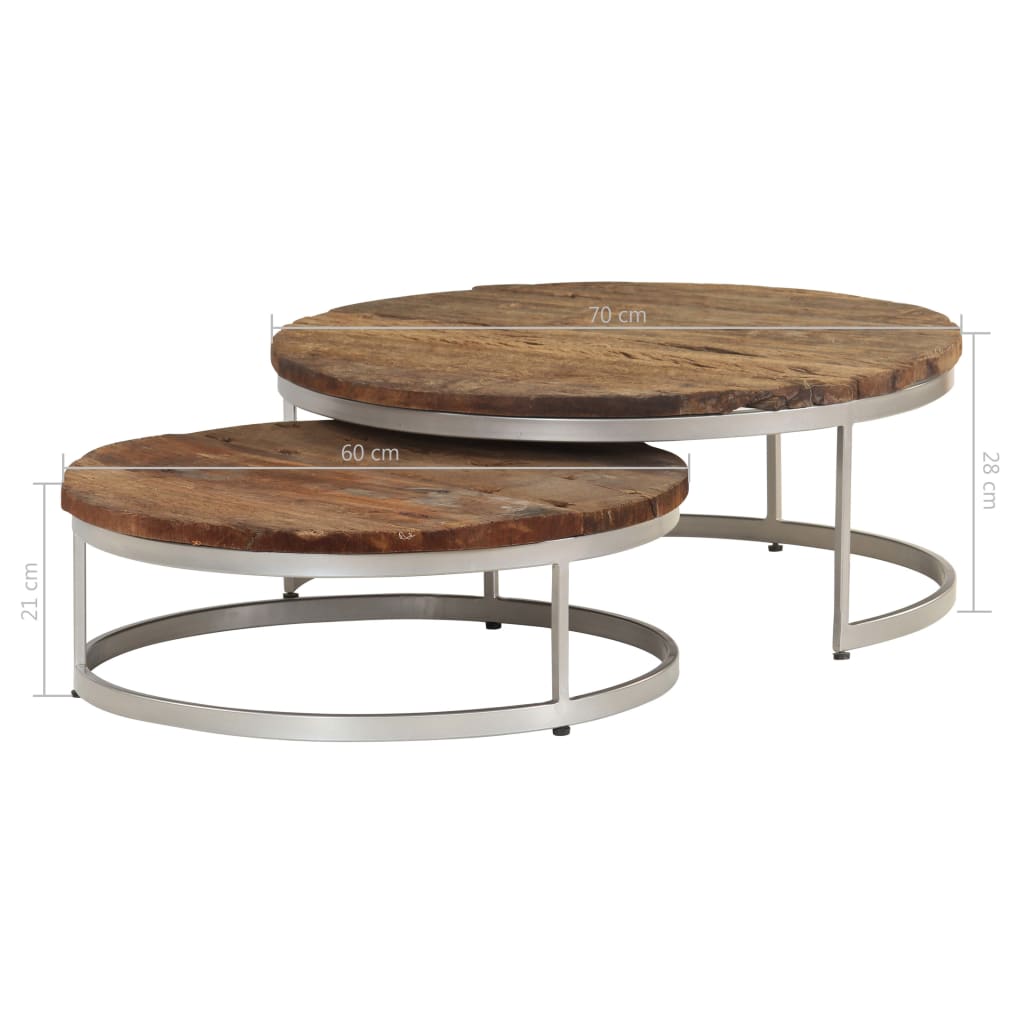 vidaXL Coffee Table Set 2 Pieces Reclaimed Wood and Steel
