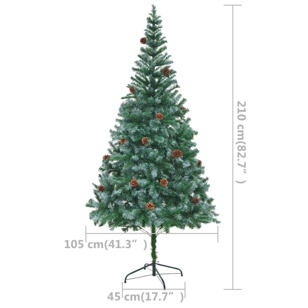vidaXL Artificial Pre-lit Christmas Tree with Ball Set&Pinecones 82.7"