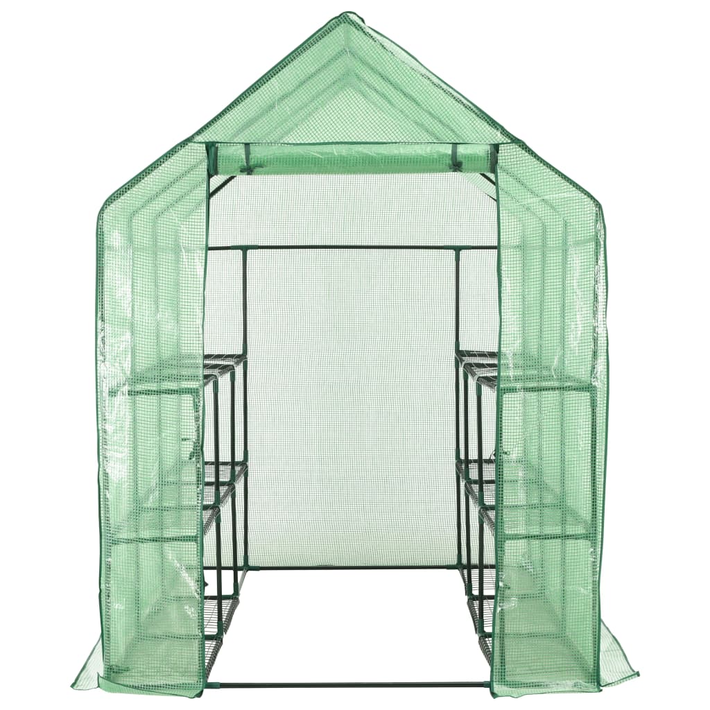 vidaXL Walk-in Greenhouse with 12 Shelves Steel 56.3"x84.5"x77.2"