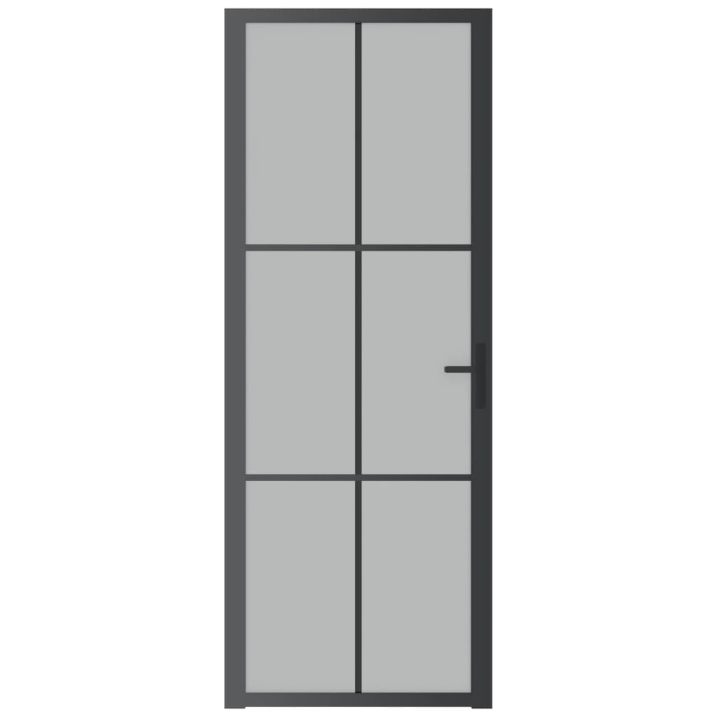 vidaXL Interior Door 29.9"x79.3" Black Matt Glass and Aluminum