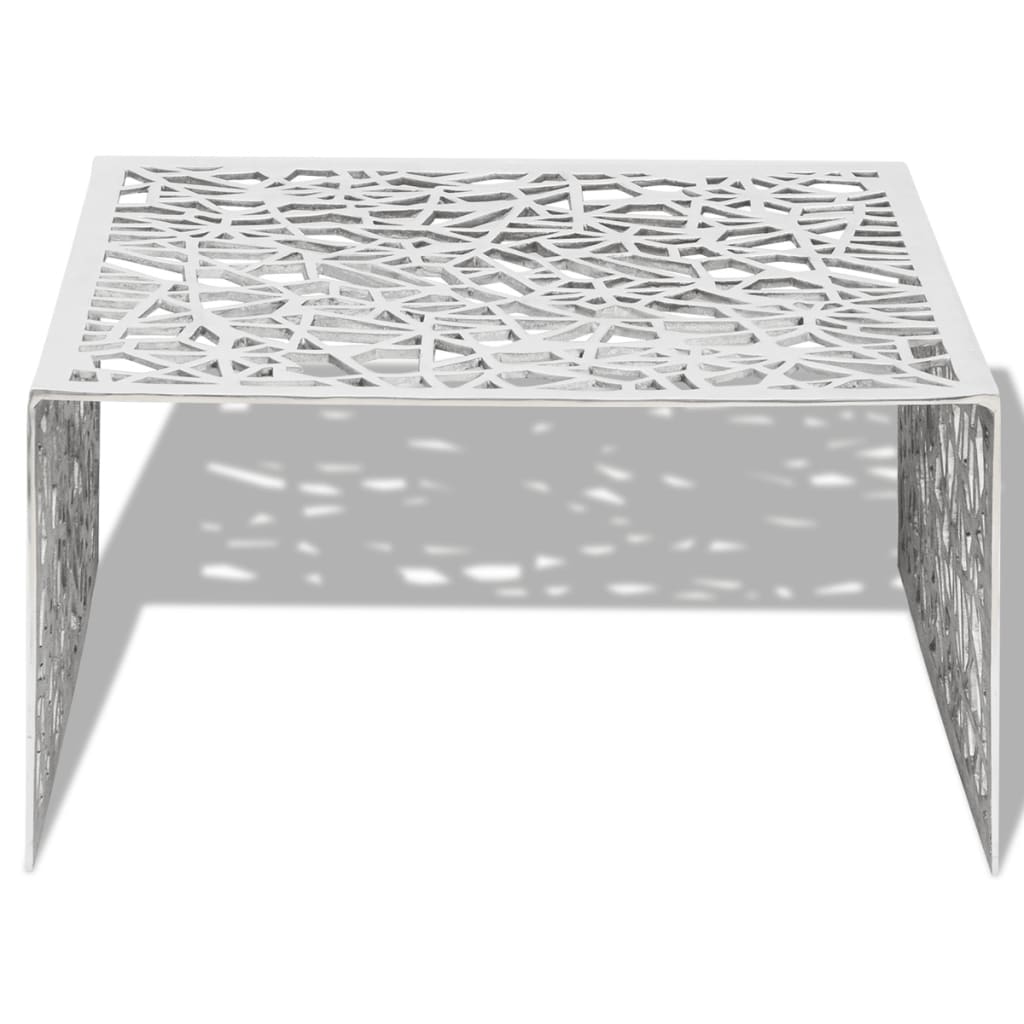 vidaXL Coffee Table Silver Geometric Openwork Design Aluminum