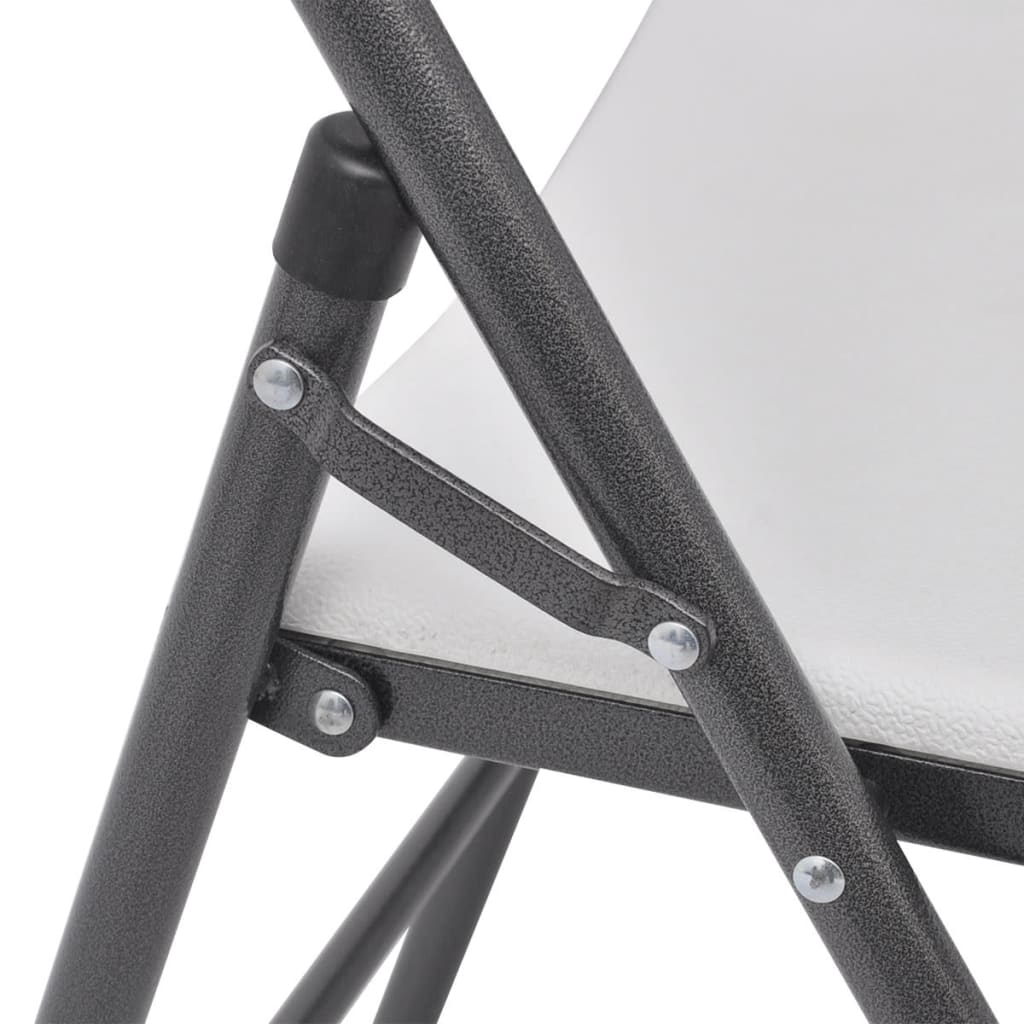 vidaXL Folding Patio Chairs 4 pcs Steel and HDPE White