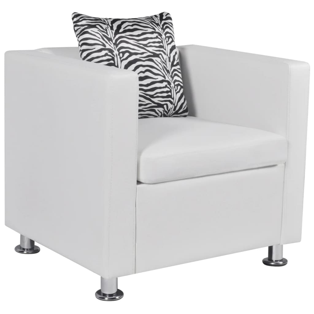 vidaXL Sofa Set Armchair and 2-Seater White Faux Leather