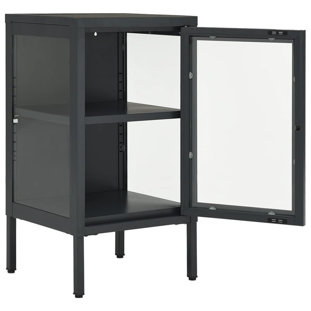vidaXL Sideboard Anthracite 15"x13.8"x27.6" Steel and Glass