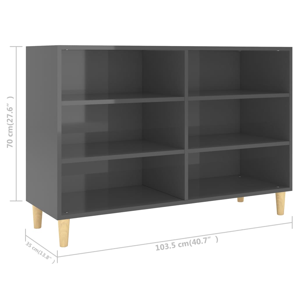 vidaXL Sideboard High Gloss Gray 40.7"x13.8"x27.6" Engineered Wood