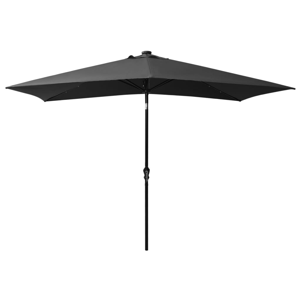 vidaXL Parasol with LEDs and Steel Pole Anthracite 6.6'x9.8'