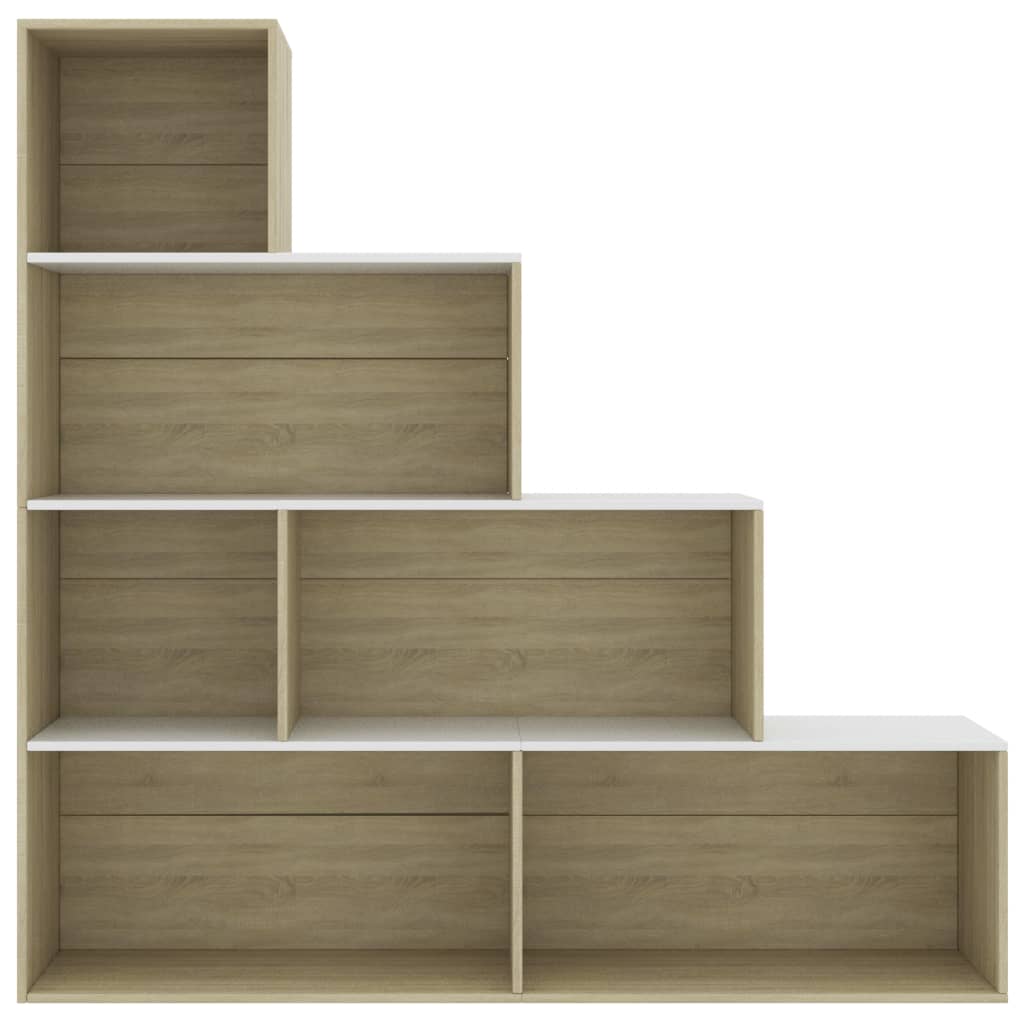 vidaXL Book Cabinet/Room Divider White and Sonoma Oak Chipboard