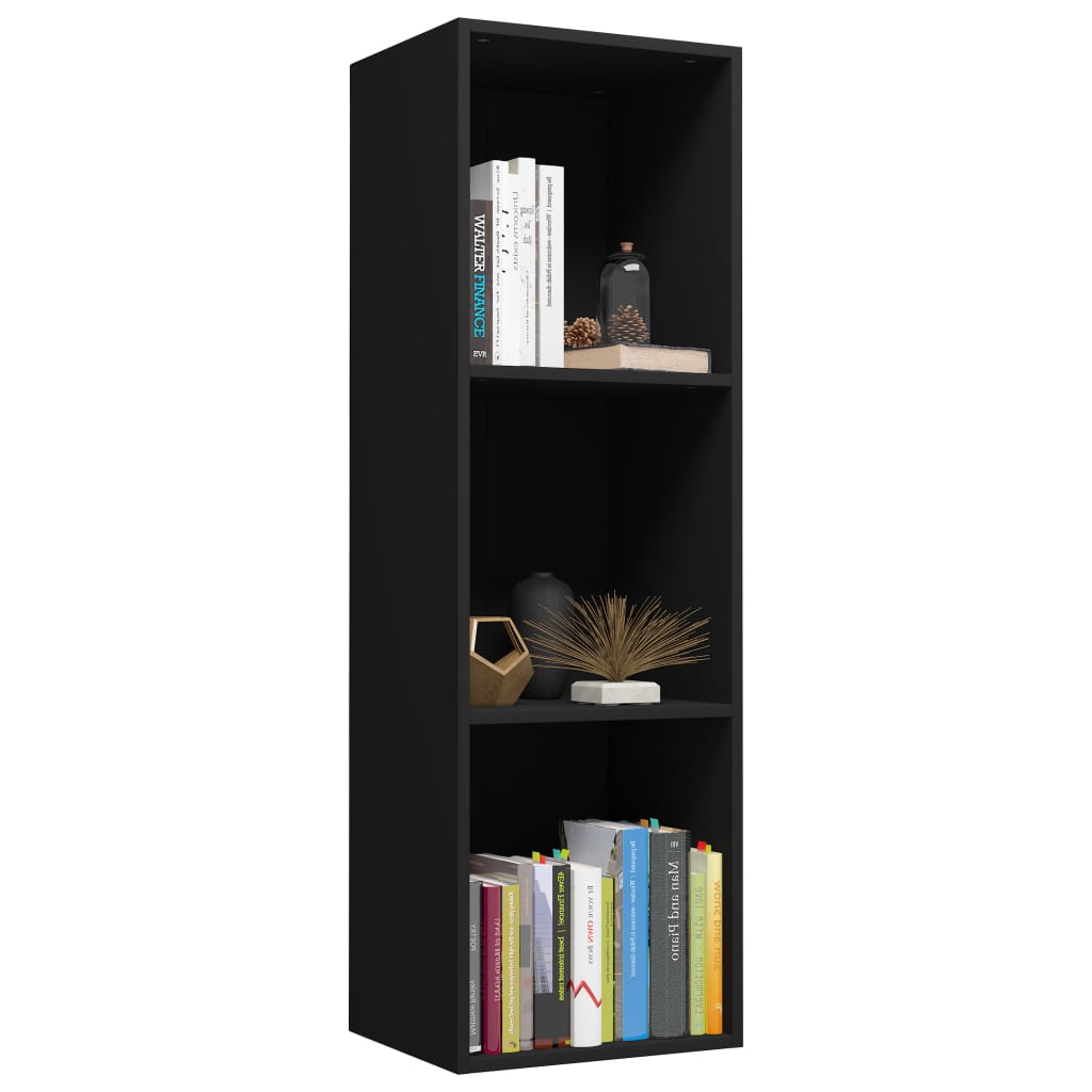 vidaXL Book Cabinet/TV Cabinet Black 14.2"x11.8"x44.9" Engineered Wood