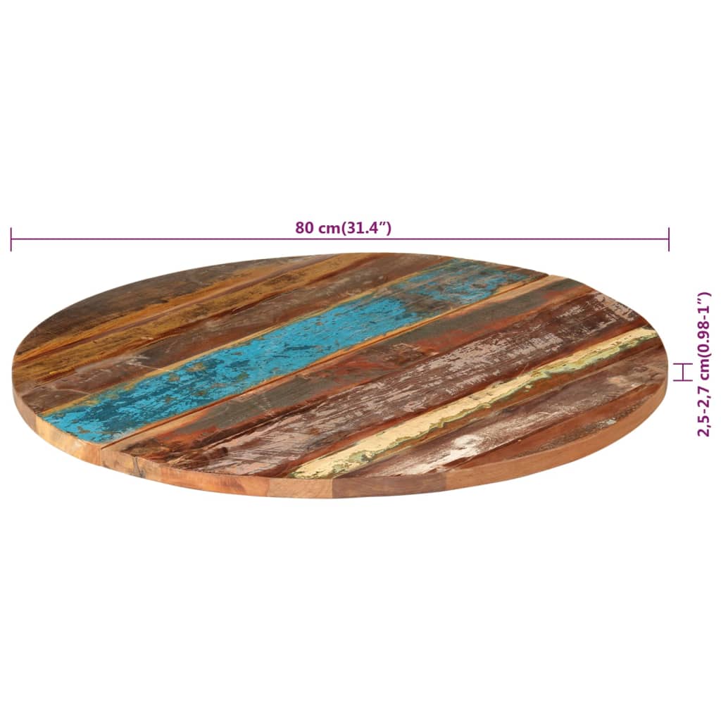 vidaXL Round Table Top 31.5" 0.98"-1.06" Solid Reclaimed Wood