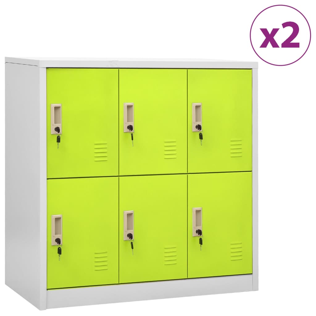 vidaXL Locker Cabinets 2 pcs Light Gray and Green 35.4"x17.7"x36.4" Steel
