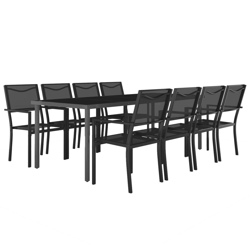 vidaXL 9 Piece Patio Dining Set Steel