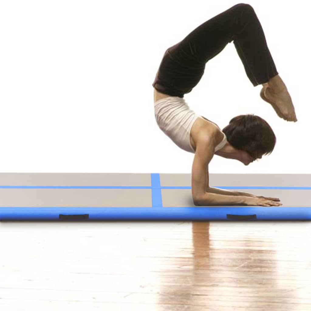 vidaXL Inflatable Gymnastics Mat with Pump 275.6"x39.4"x3.9" PVC Blue