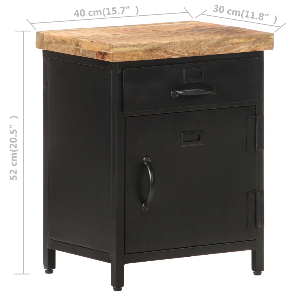 vidaXL Bedside Cabinet 15.7"x11.8"x20.5" Rough Mango Wood