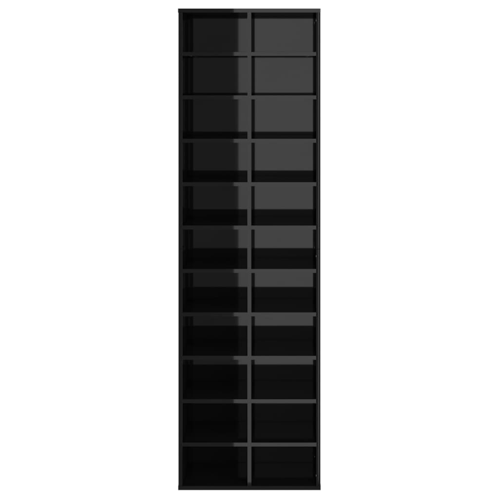 vidaXL Shoe Cabinet High Gloss Black 21.3" x 13.4" x 72" Engineered Wood