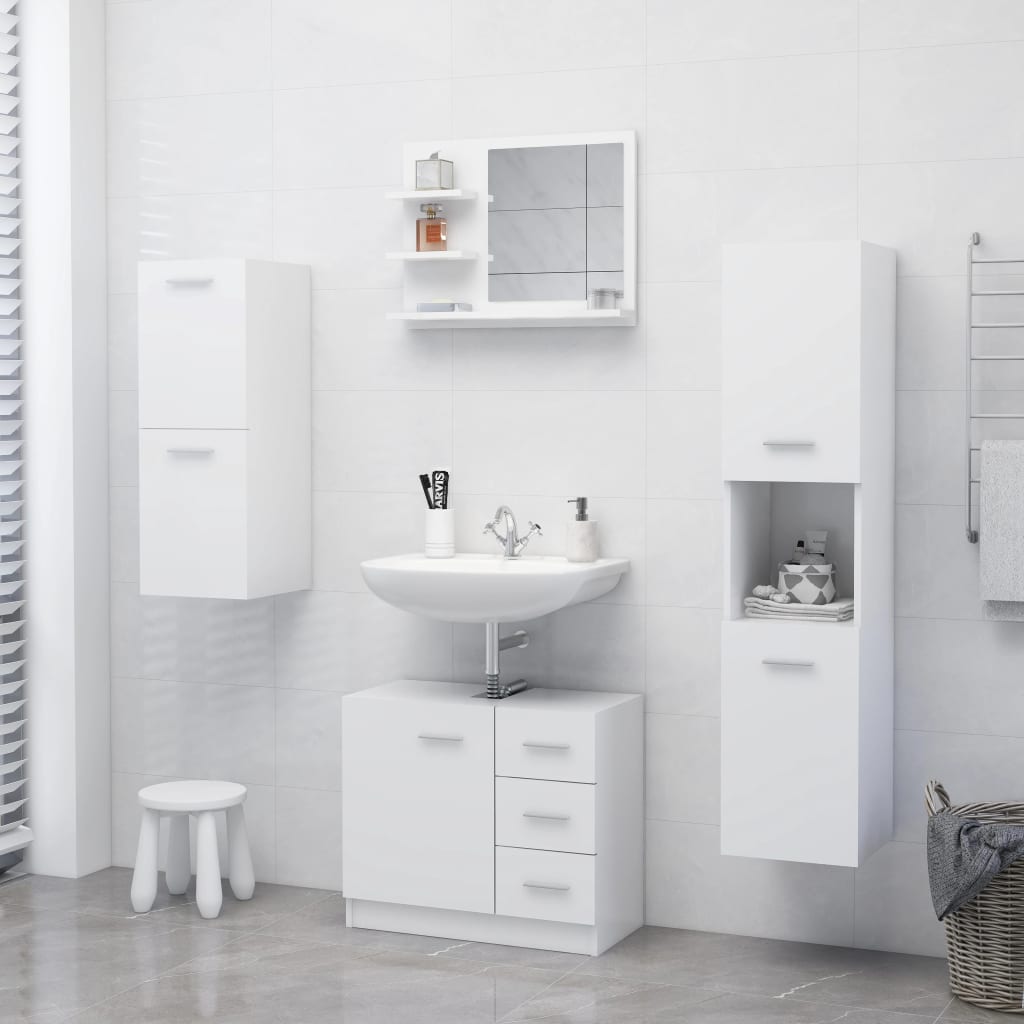 vidaXL Bathroom Mirror White 23.6"x4.1"x17.7" Engineered Wood